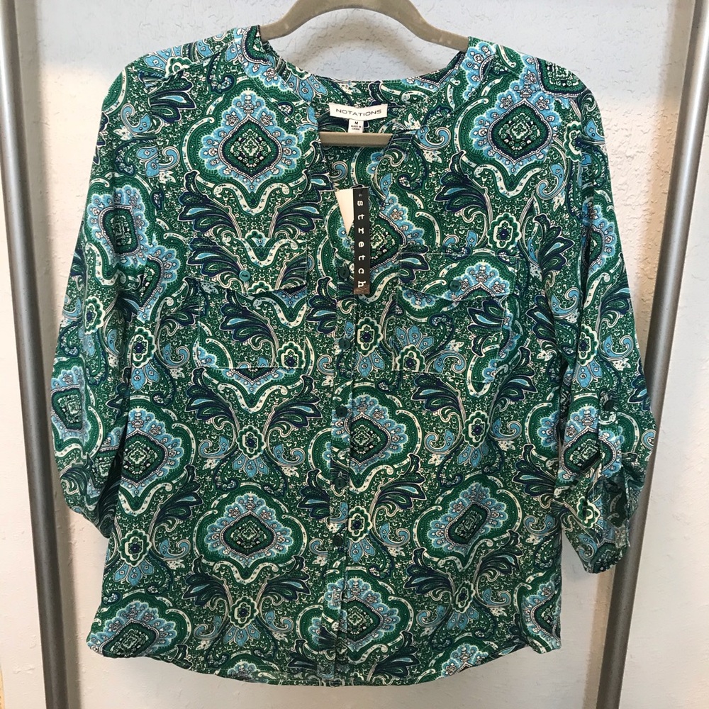 Notations quarter sleeve Blouse NWT Size M